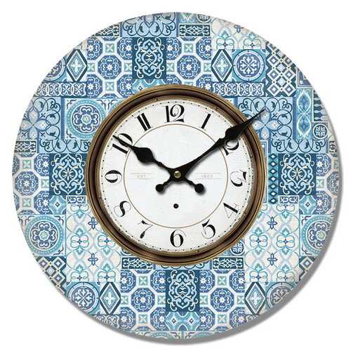 Dřevěné nástěnné hodiny Mosaic tiles