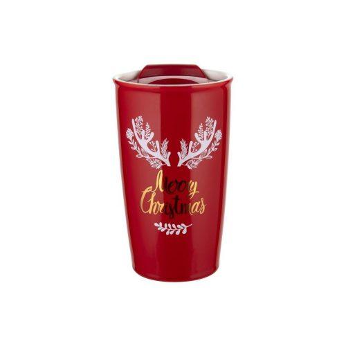 Florina Porcelánový termohrnek s víkem Merry Christmas