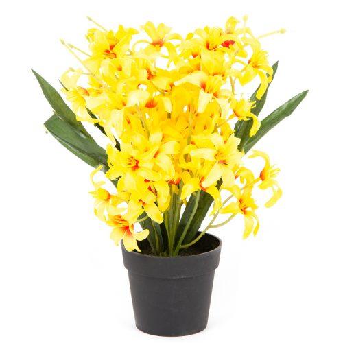 Umělá květina Lilie drobnokvětá v květináči žlutá