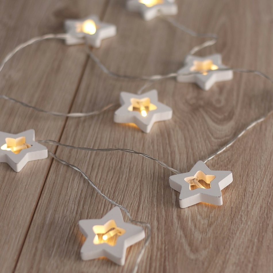 DecoKing Led světelný drát Dřevěné hvězdy