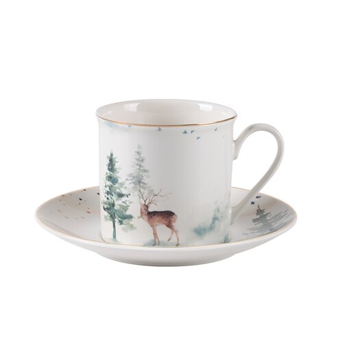 Místy Forest Porcelánový hrnek s podšálkem Winter
