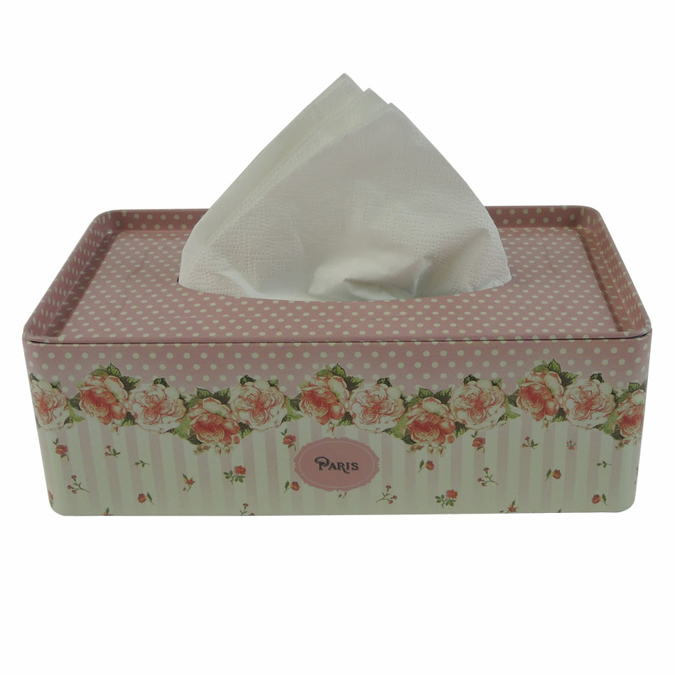 Plechový box na kapesníky Tea roses