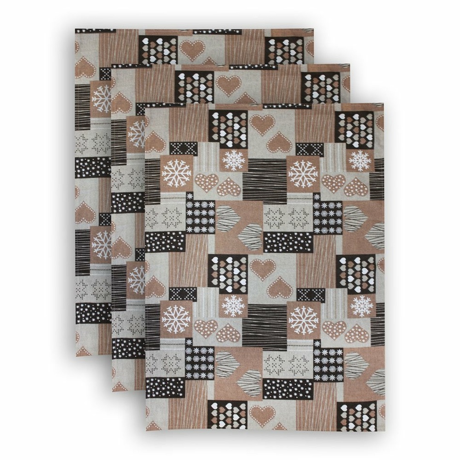 Trade Concept Kuchyňská utěrka Patchwork hnědá