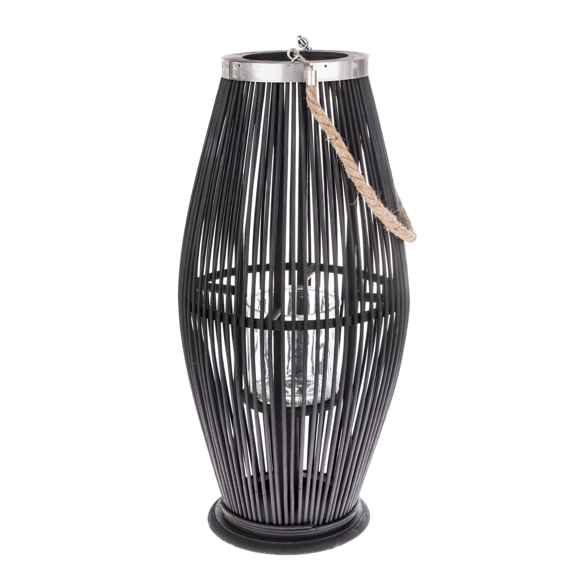 Bambusová lucerna se sklem Delgada tmavě hnědá