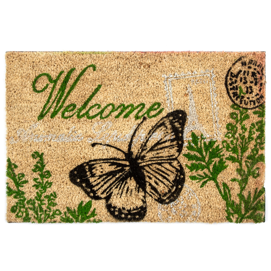 Home Elements Kokosová rohožka Welcome motýl