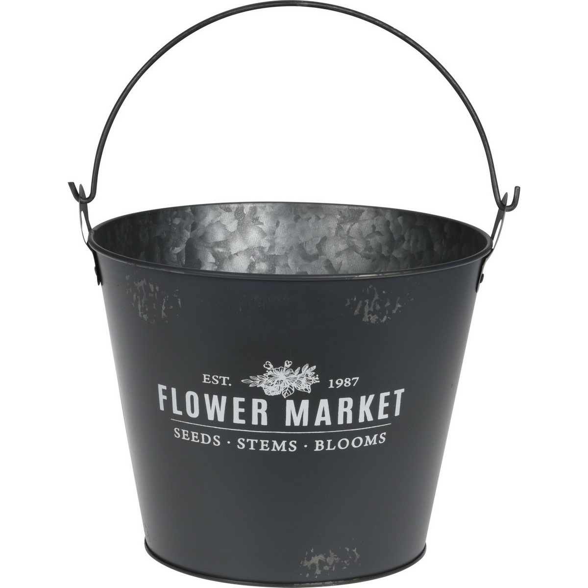 Kovový obal na květináč Flower market šedá