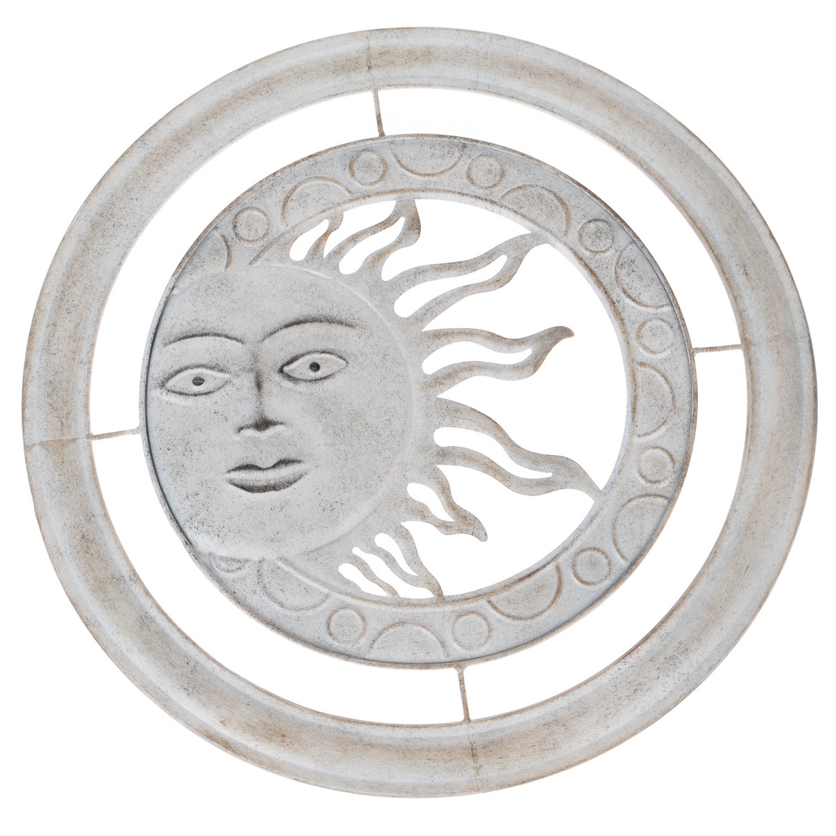 Nástěnná kovová dekorace Slunce šedá