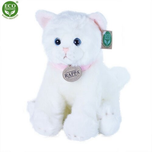 Rappa Plyšová kočka sedící bílá 25 cm