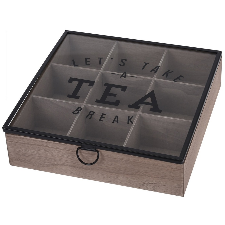 Box na čaj se skleněným víkem
