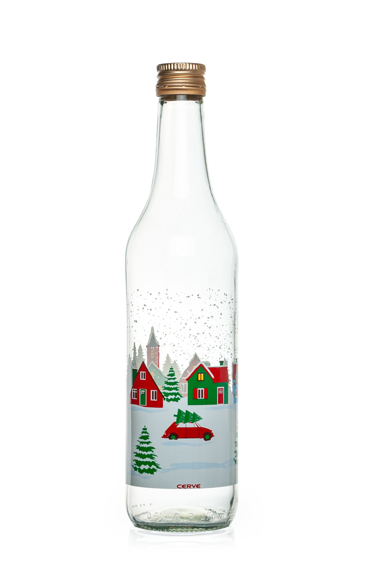 Skleněná láhev s víčkem Snow Village 0