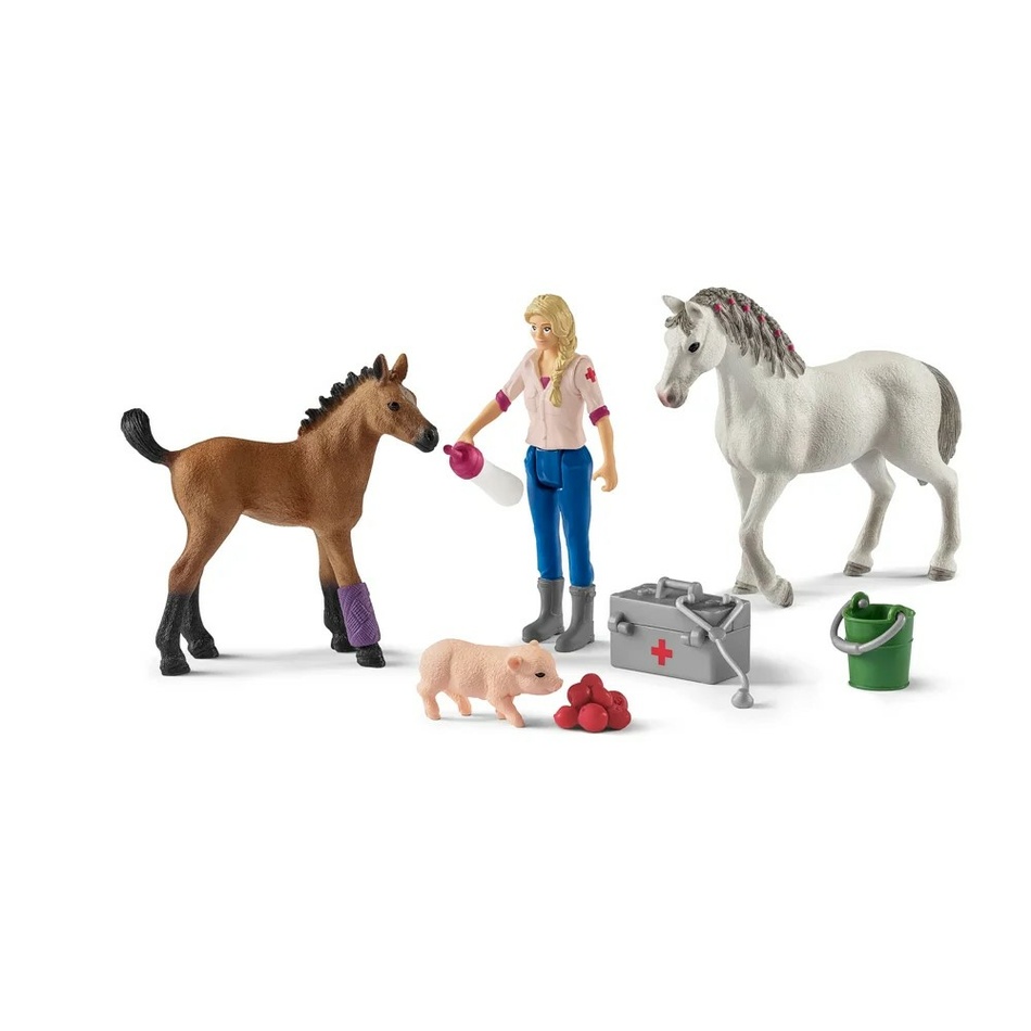 Schleich Návštěva lékaře u klisny a hřéběte