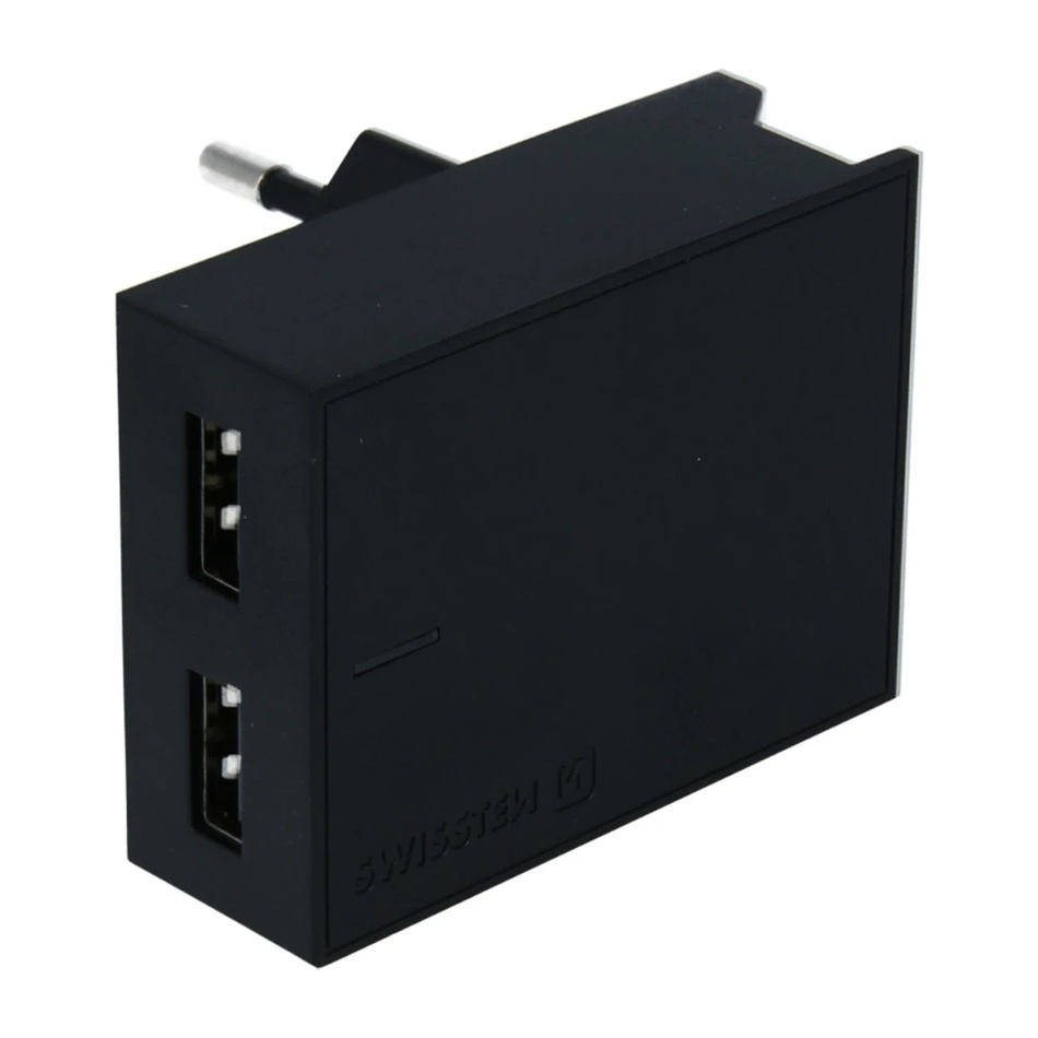 SWISSTEN Adaptér 230V/3A  2xUSB + USB-C kabel 1