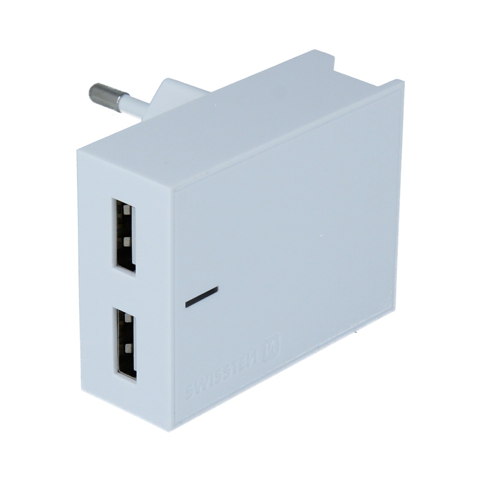 SWISSTEN Adaptér 230V/3A 2xUSB + lightning kabel 1