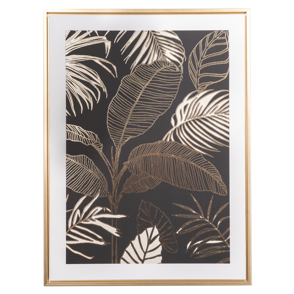 Obraz na plátně v rámu Palm leaf - zlatotisk