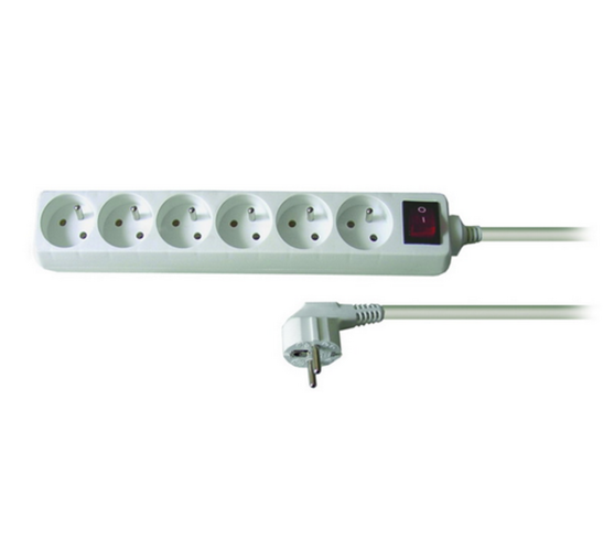 Solight Prodlužovací kabel 6 zásuvek bílá
