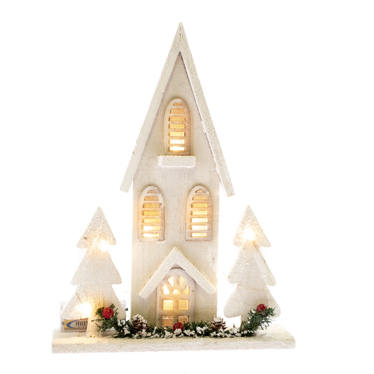 Dřevěný LED domeček Christmas cottage bílá