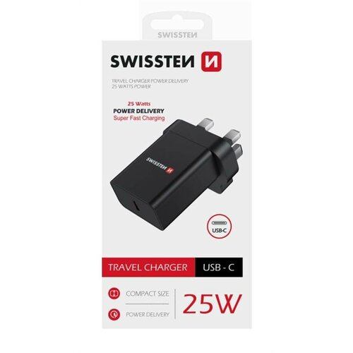 SWISSTEN Adaptér 230V/25W 1xUSB-C