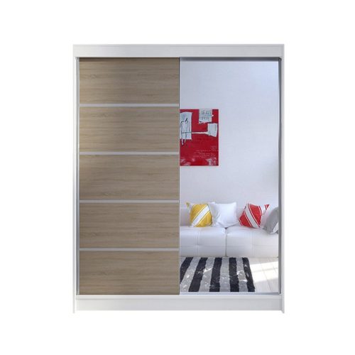 Šatní skříň CAMINO III šířka 150 cm - bílá/dub sonoma