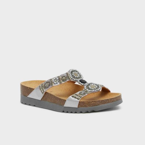 Scholl Pantofle New Bogotà Wedge stříbrná